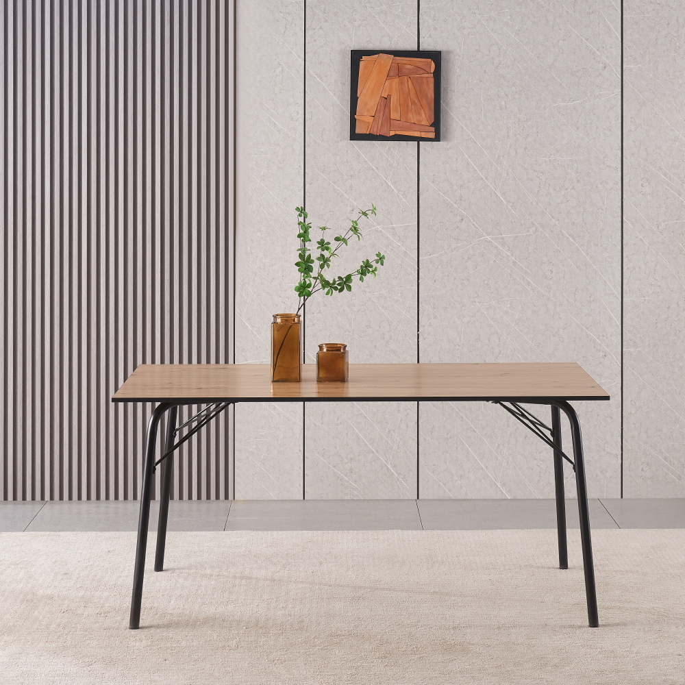 Étkezőasztal, artisan tölgy/fekete, 160x80x75 cm, NALAK TYP 3