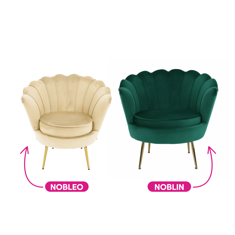 Art-deco stílusú fotel, Velvet szövet/gold arany króm, NOBLEO