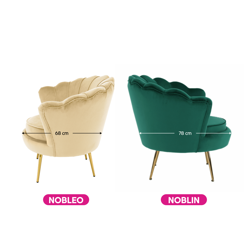 Art-deco stílusú fotel, Velvet szövet/gold arany króm, NOBLEO