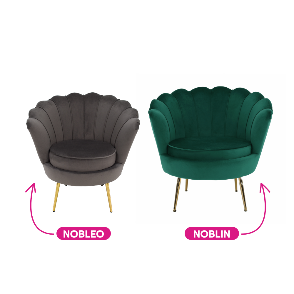 Art-deco stílusú fotel, Velvet szövet/gold arany króm, NOBLEO