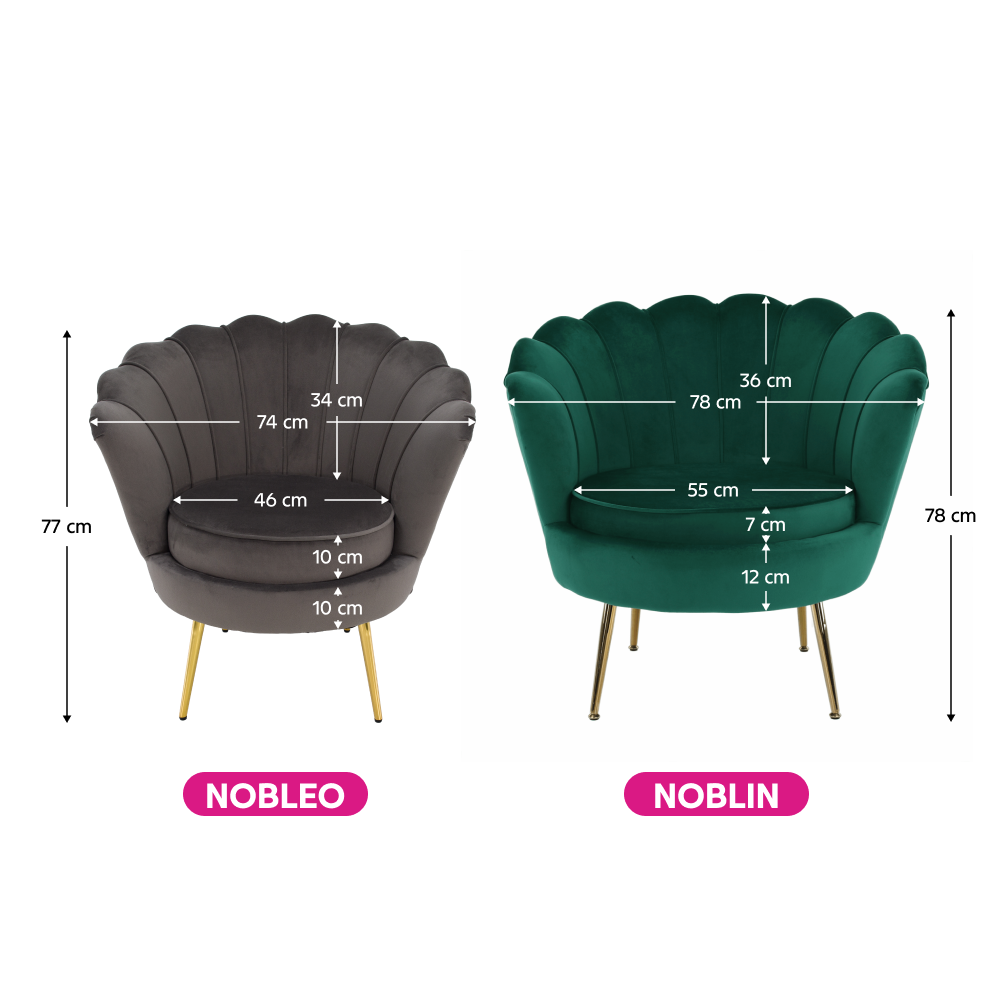 Art-deco stílusú fotel, Velvet szövet/gold arany króm, NOBLEO
