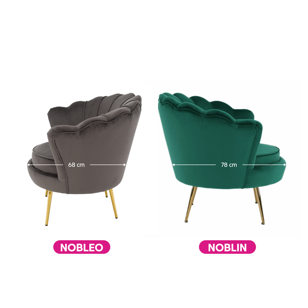 Art-deco stílusú fotel, Velvet szövet/gold arany króm, NOBLEO