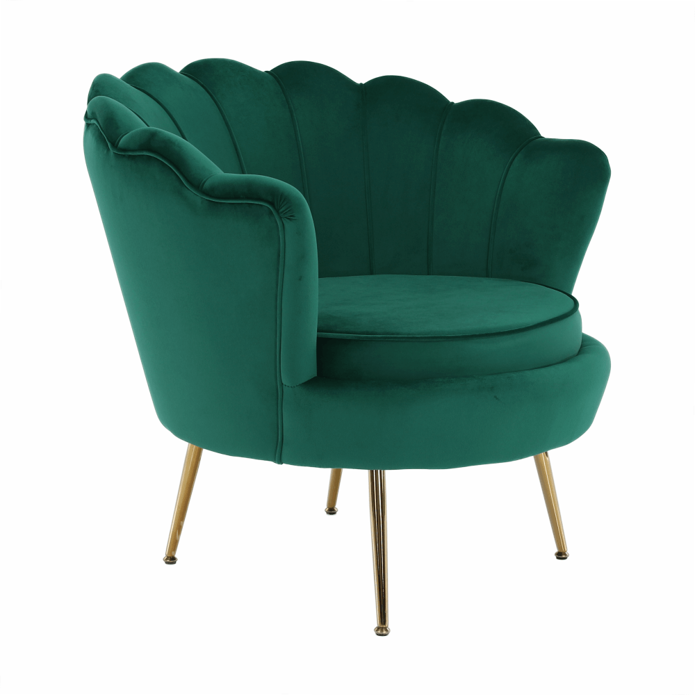Fotel Art-deco stílusban, smaragd Velvet anyag/gold króm-arany, NOBLIN