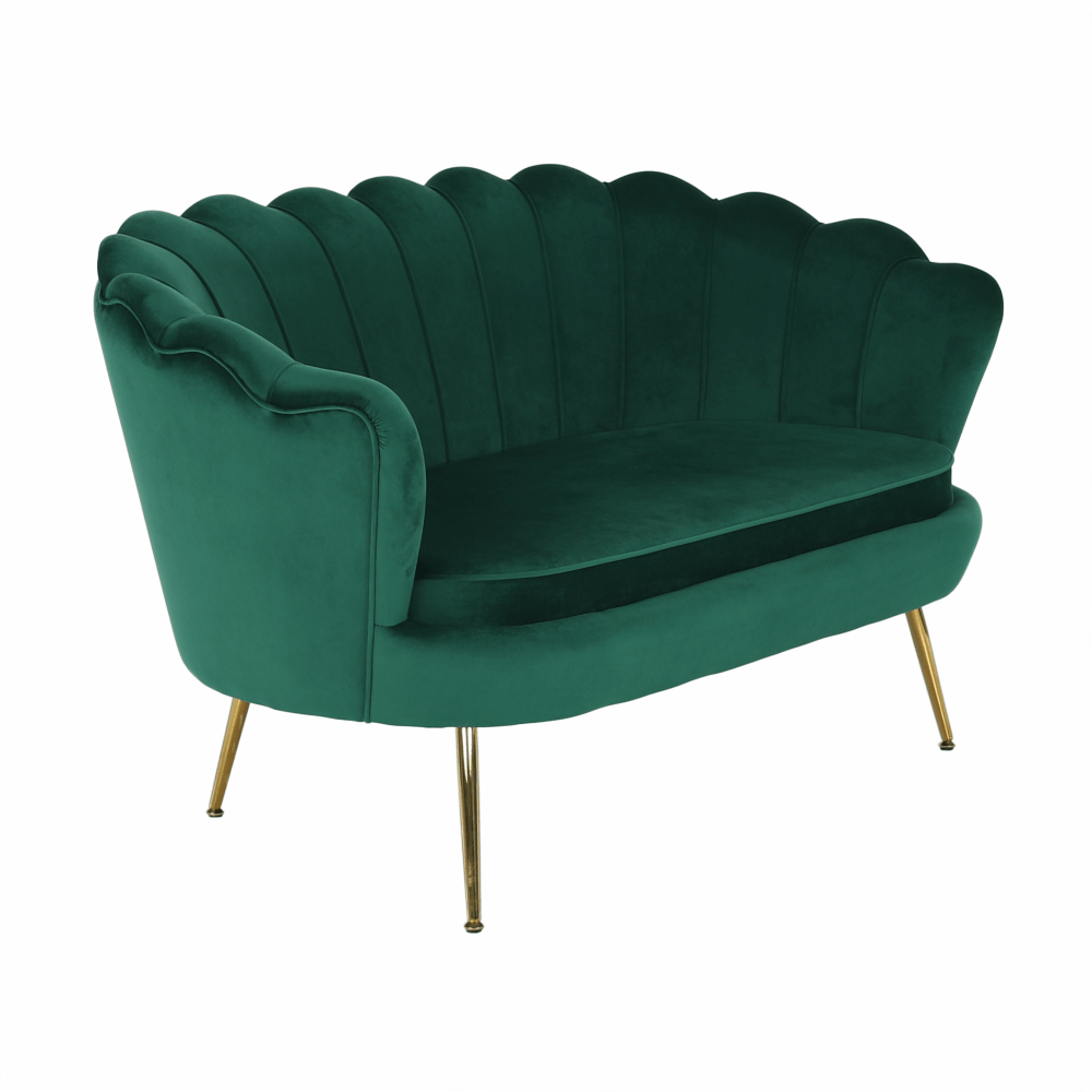 Pad Art-deco stílusban, smaragd Velvet anyag/gold króm-arany, NOBLIN