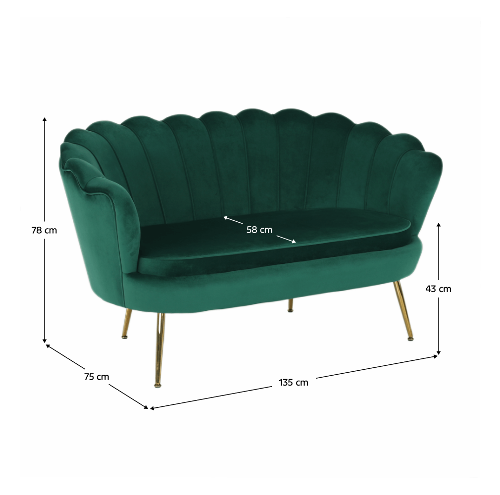 Pad Art-deco stílusban, smaragd Velvet anyag/gold króm-arany, NOBLIN