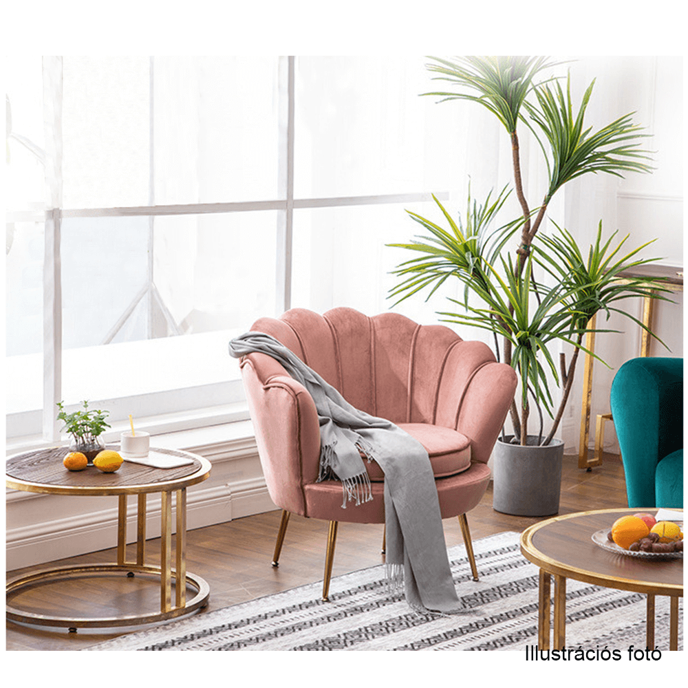 Fotel Art-deco stílusban, smaragd Velvet anyag/gold króm-arany, NOBLIN