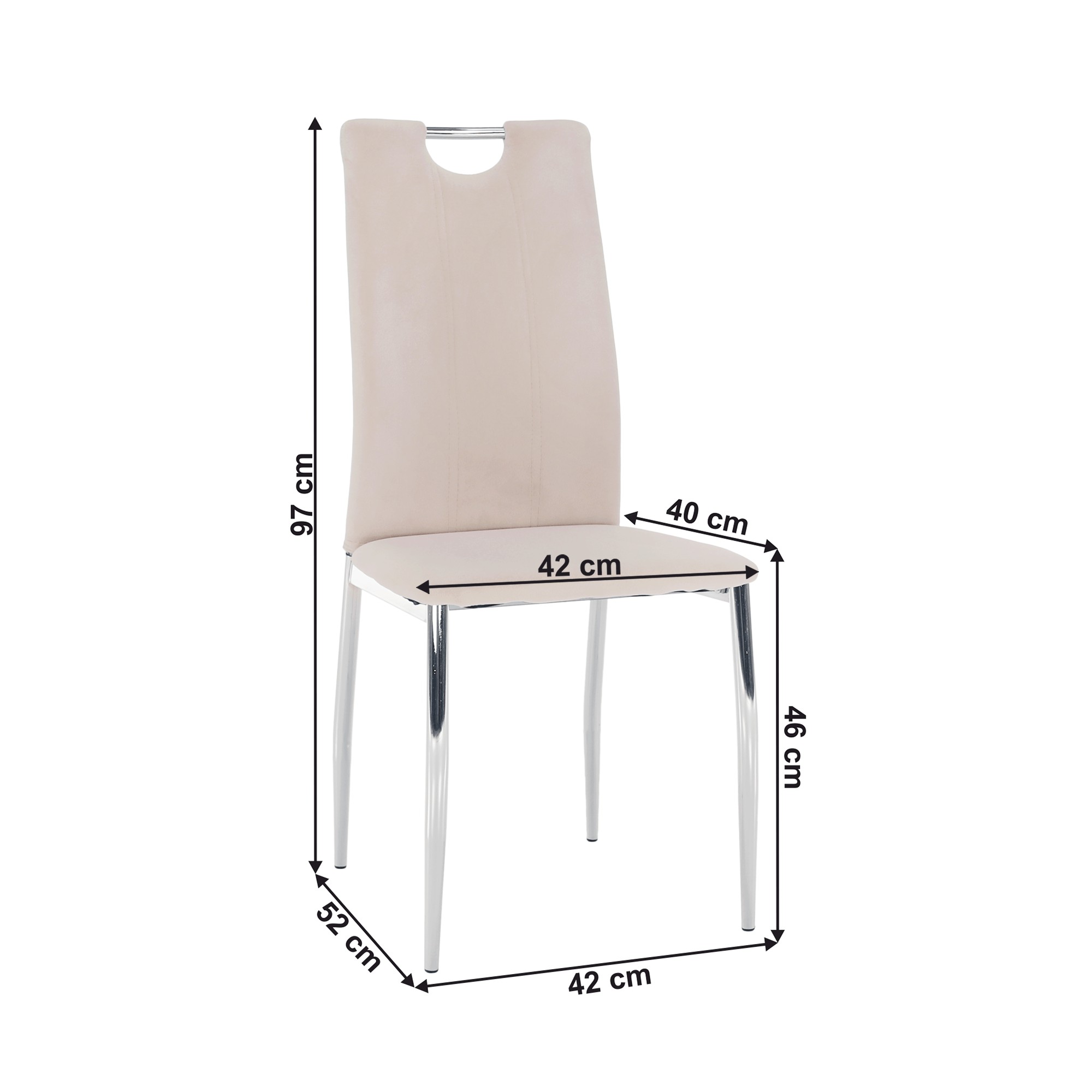 Étkezőszék, bézs Dulux Velvet szövet/króm, OLIVA NEW