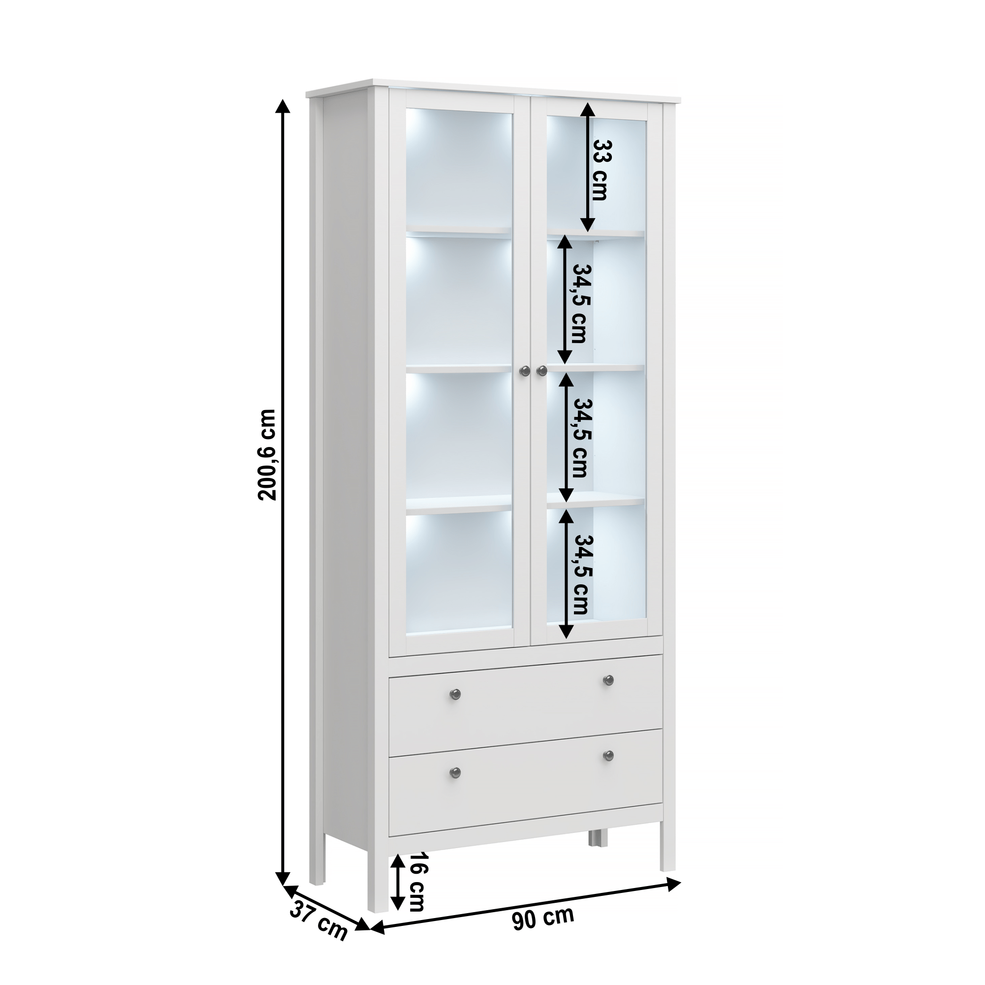 Vitrin 2W2S, fehér, OLJE