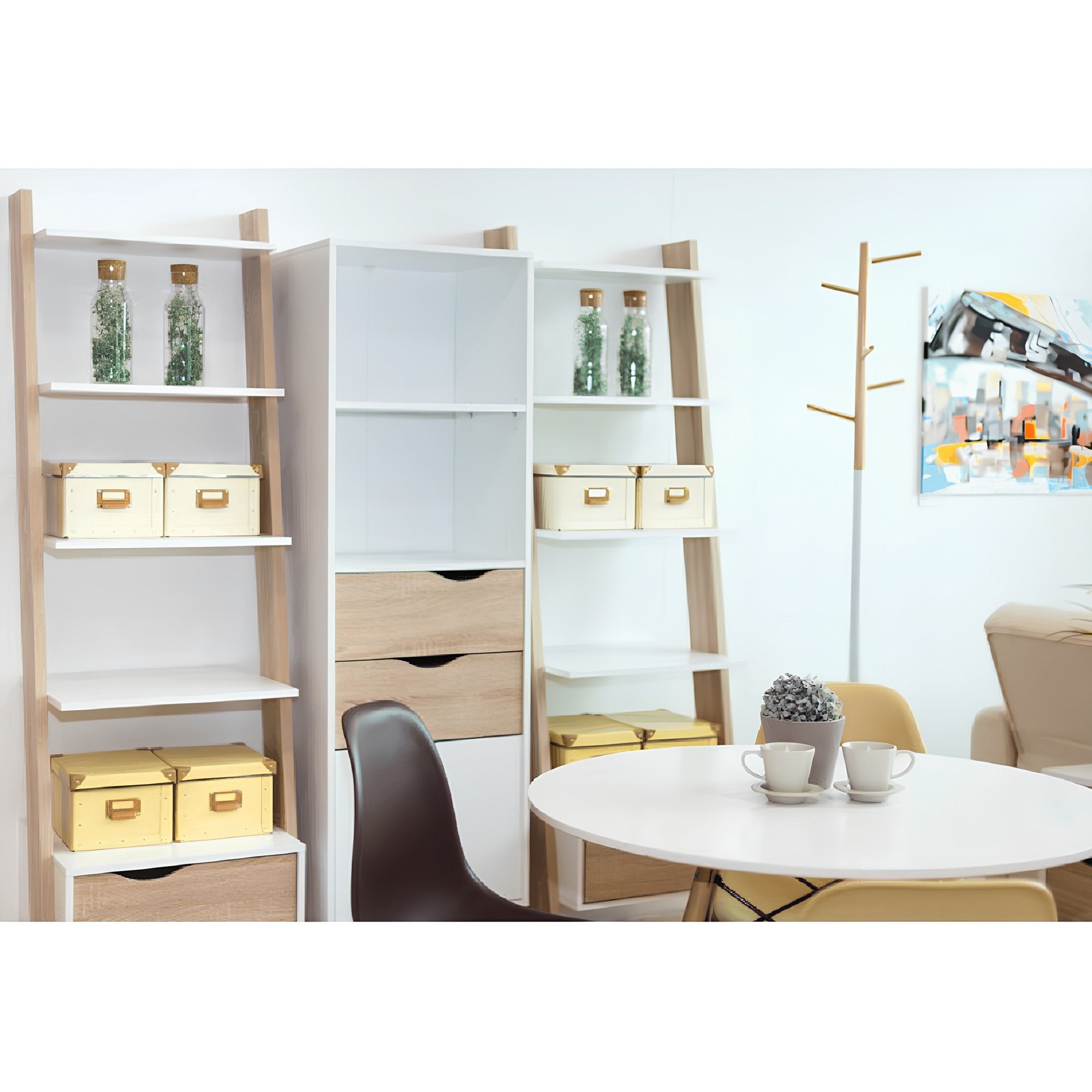 könyvespolc fiókkal, tölgy sonoma/fehér, OSLO 75385