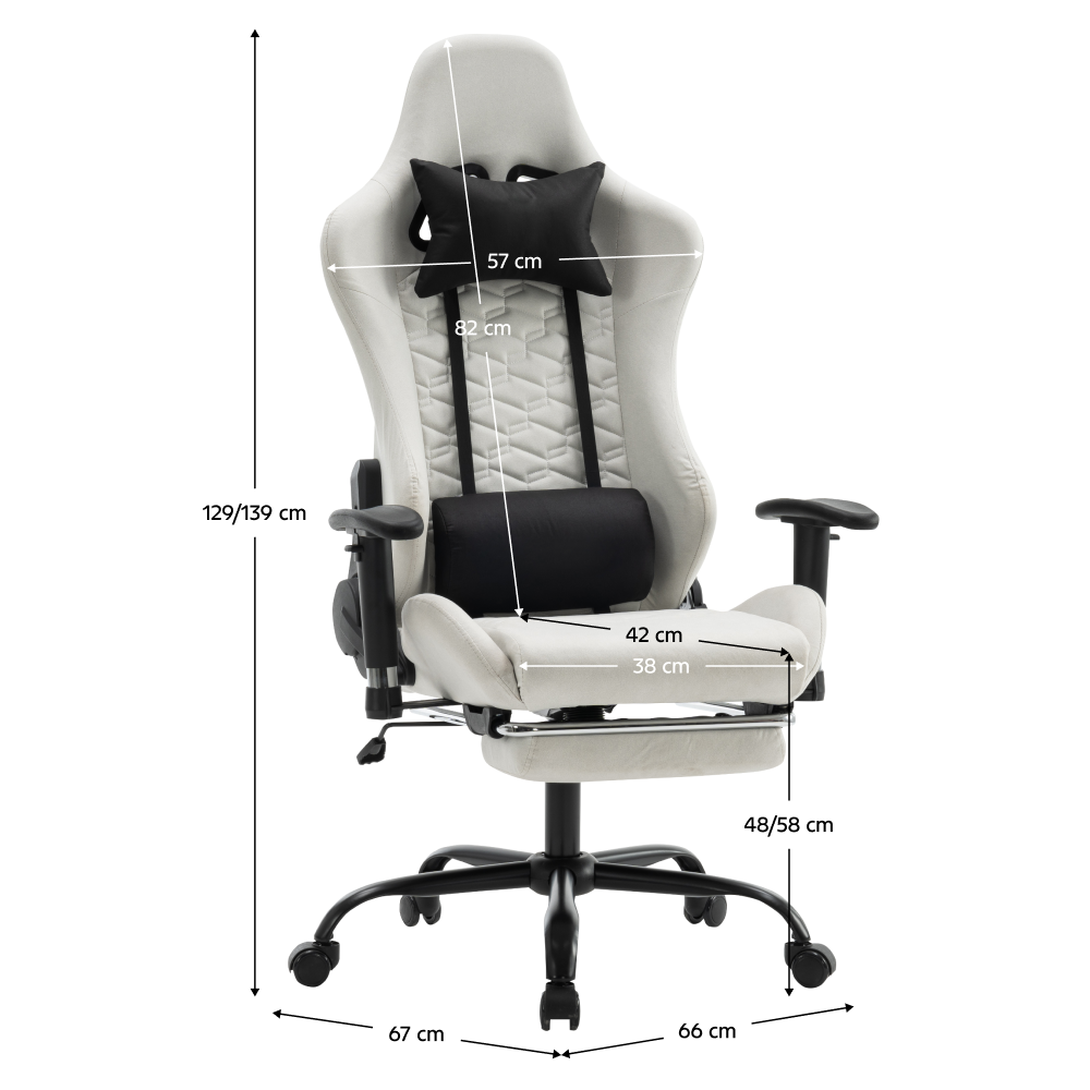 Irodai/gamer szék, fehér/fekete, teherbírás 150 kg, PAPIBAS