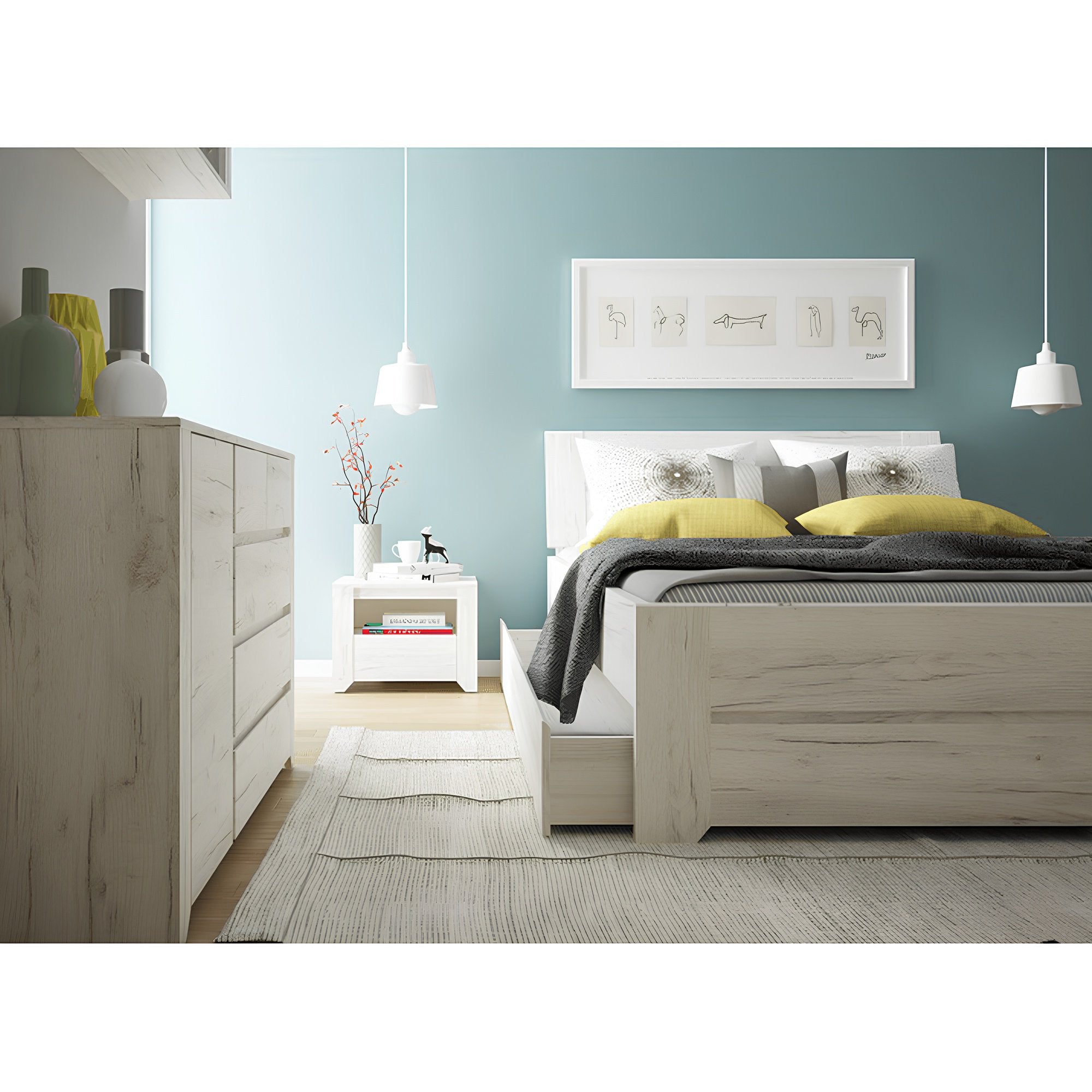 ágy typ 90, fehér craft, 90x200, ANGEL