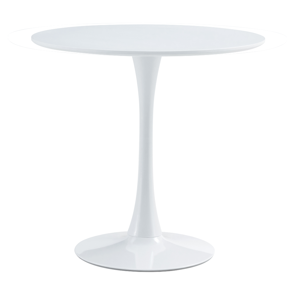Étkezőasztal, kerek, fehér, matt, átmérő 80 cm, REVENTON NEW