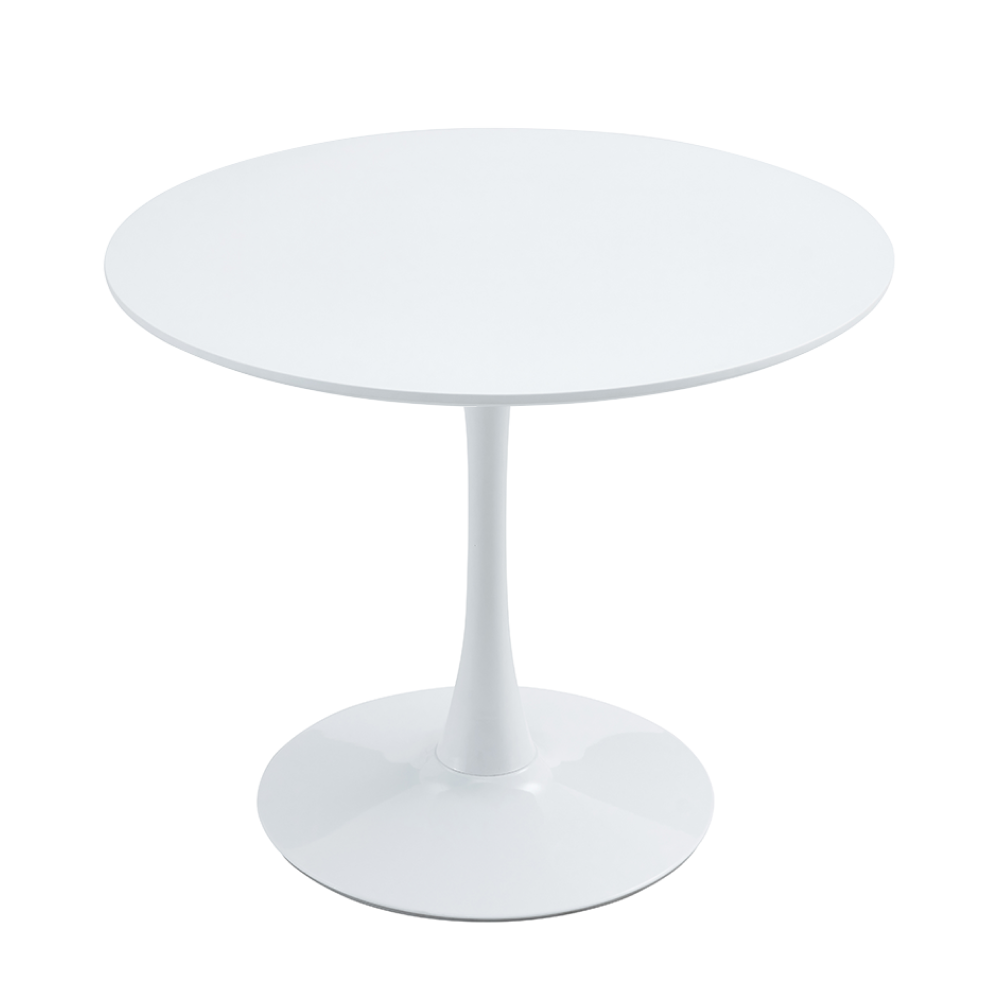 Étkezőasztal, kerek, fehér, matt, átmérő 80 cm, REVENTON NEW