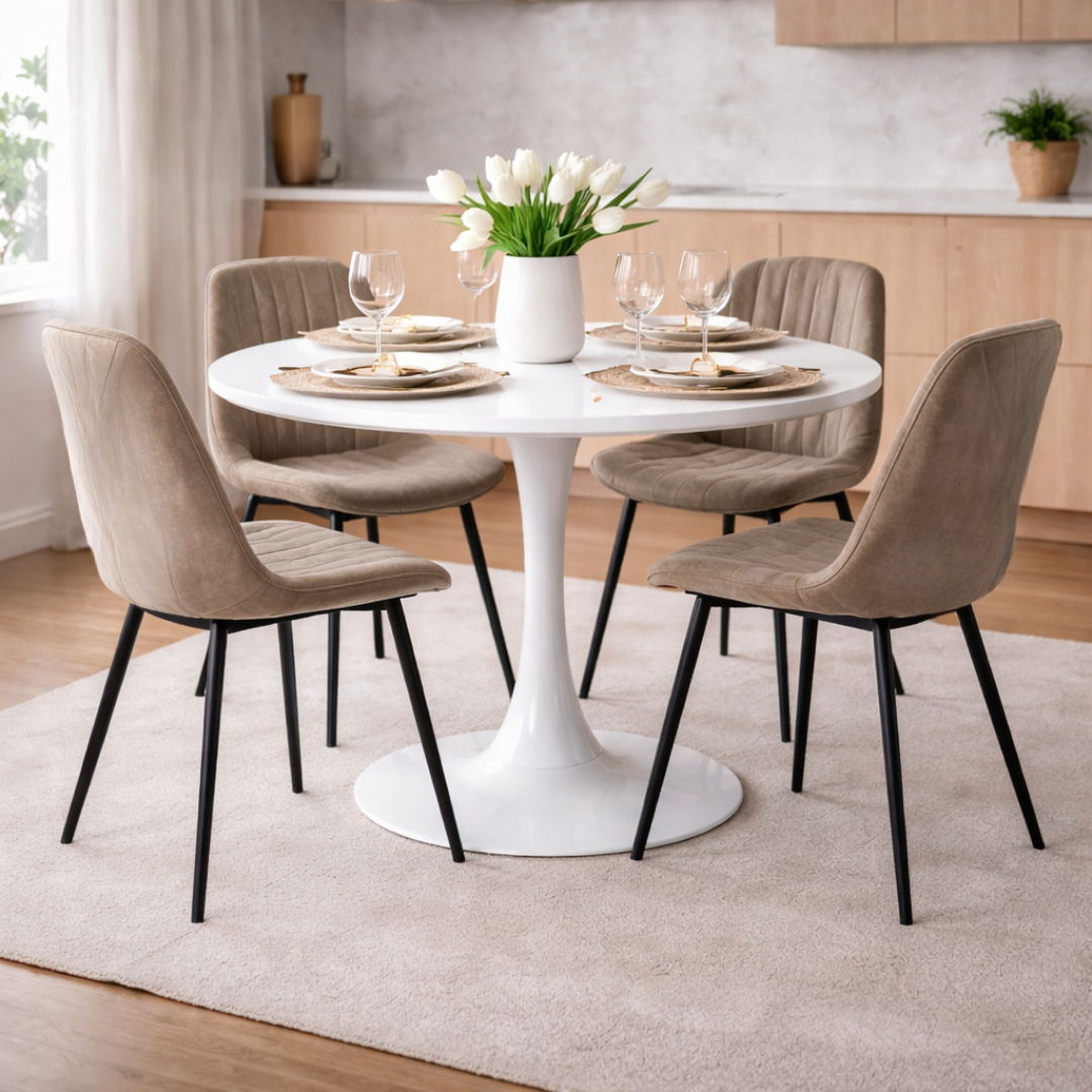 Étkezőasztal, kerek, tölgy/fekete, átmérő 110 cm, REVENTON NEW