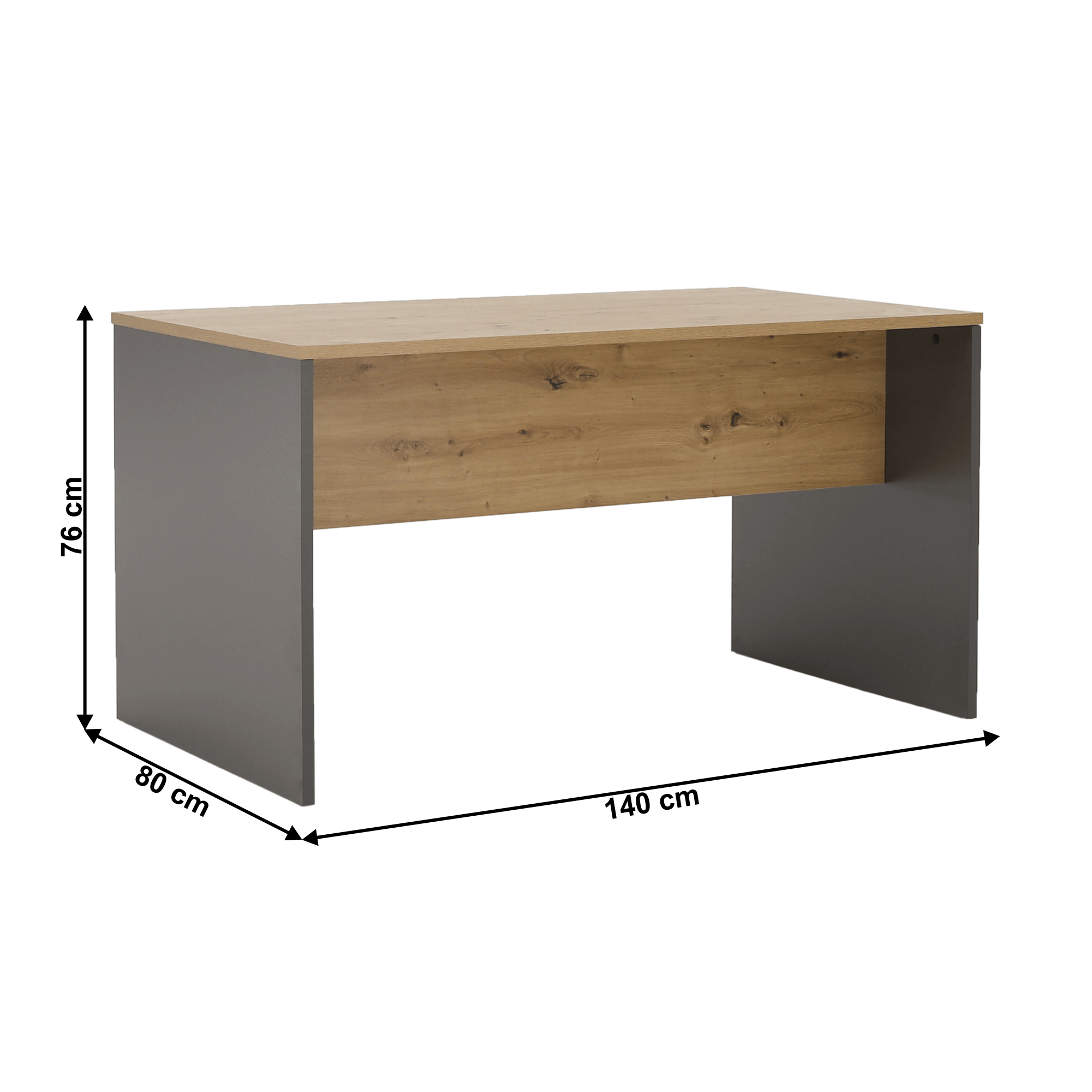 Íróasztal, grafit/tölgyfa artisan, RIOMA NEW TYP 11