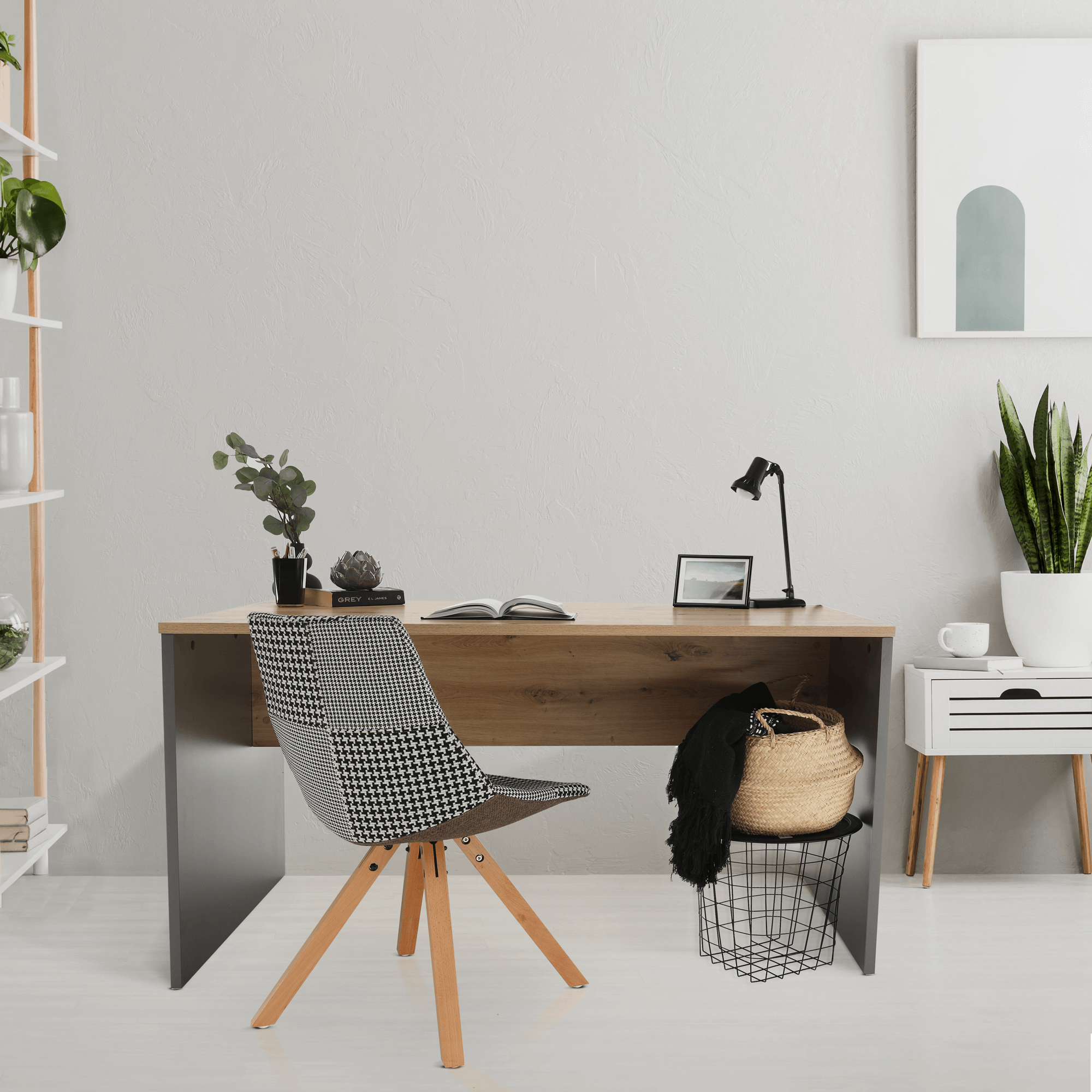 Íróasztal, grafit/tölgyfa artisan, RIOMA NEW TYP 11