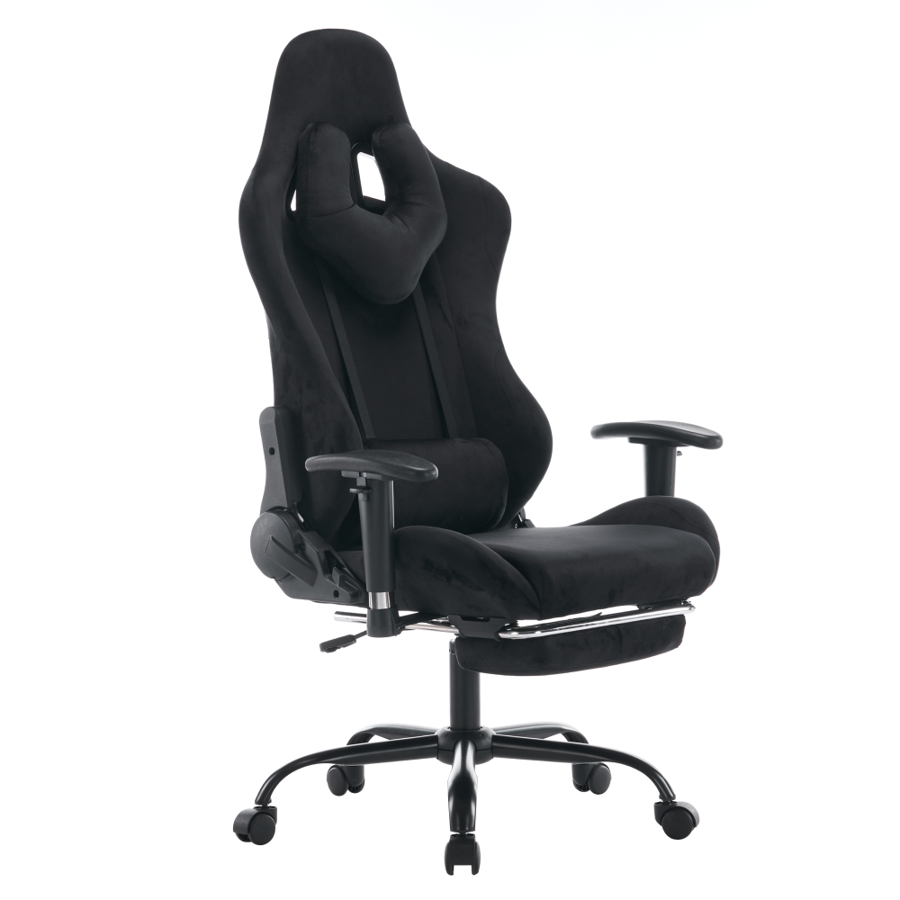Irodai/gamer szék, fekete Velvet szövet, teherbírás 150 kg, SALOP