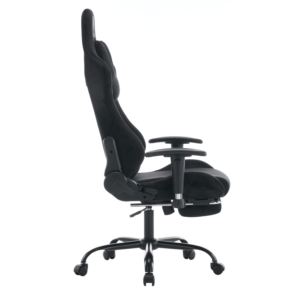 Irodai/gamer szék, fekete Velvet szövet, teherbírás 150 kg, SALOP