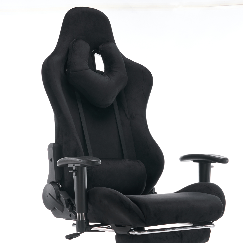 Irodai/gamer szék, fekete Velvet szövet, teherbírás 150 kg, SALOP