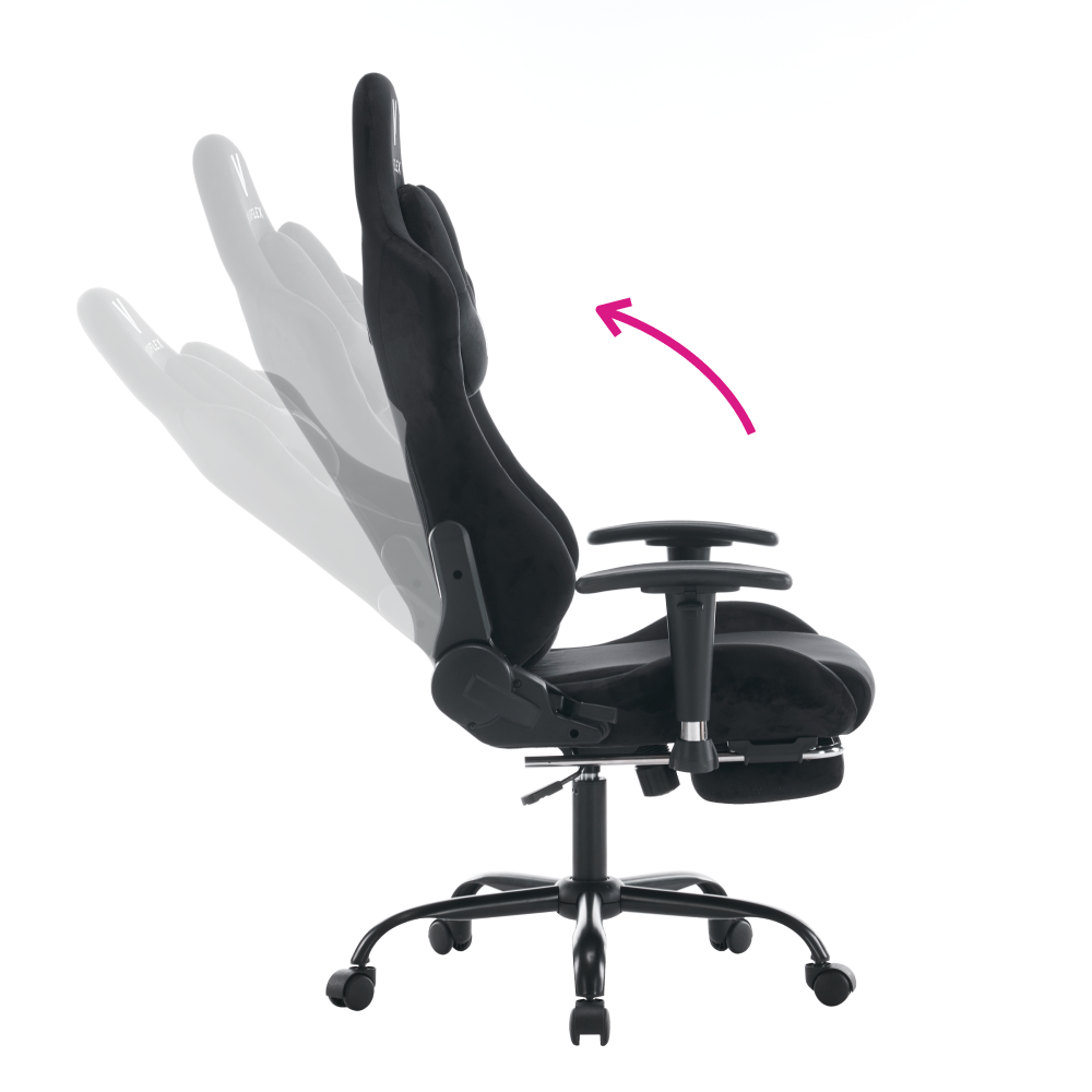 Irodai/gamer szék, fekete Velvet szövet, teherbírás 150 kg, SALOP