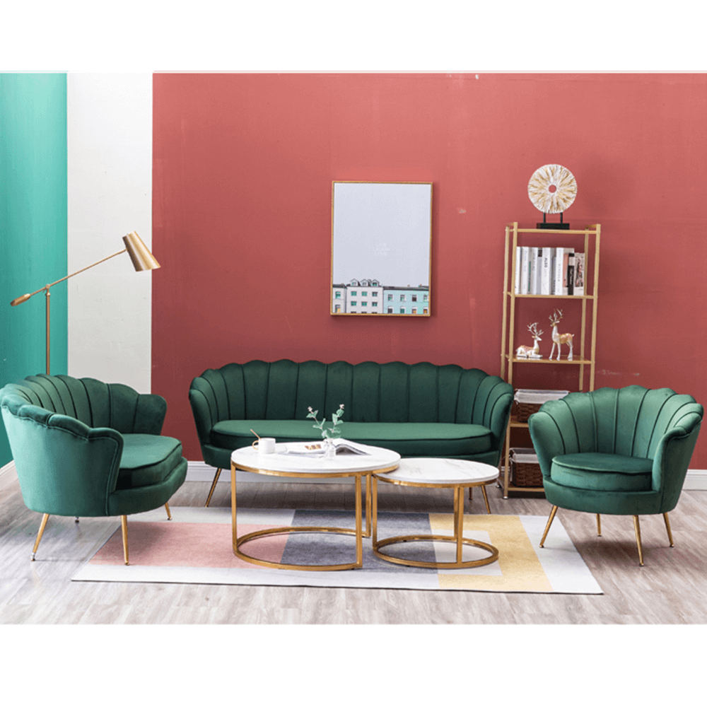 Fotel Art-deco stílusban, smaragd Velvet anyag/gold króm-arany, NOBLIN