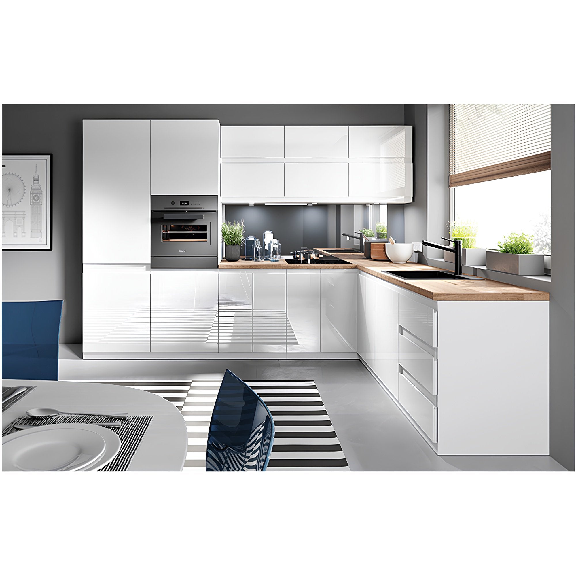 Alsószekrény, fehér/fehér extra magasfényű HG, AURORA D60S3