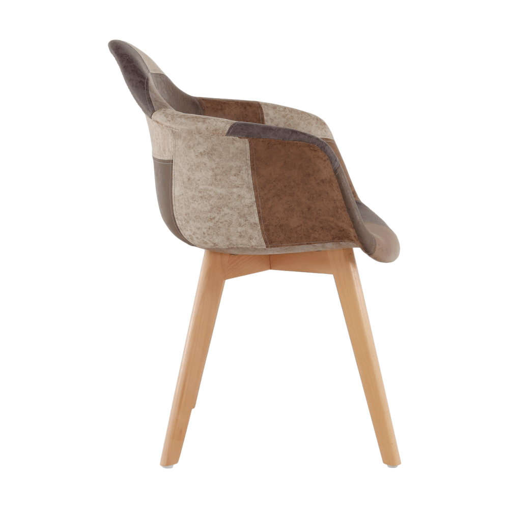 Dizájnos fotel, patchwork/bükk, TERST