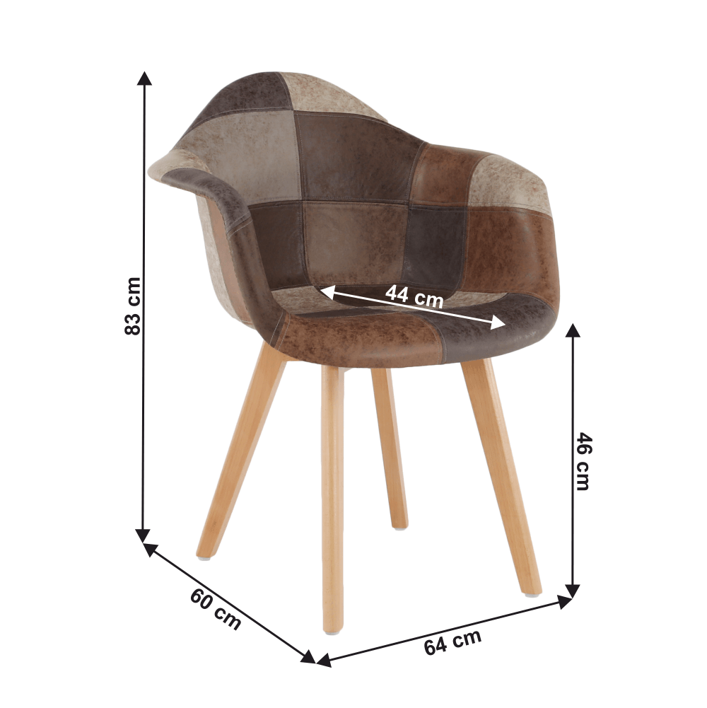 Dizájnos fotel, patchwork/bükk, TERST