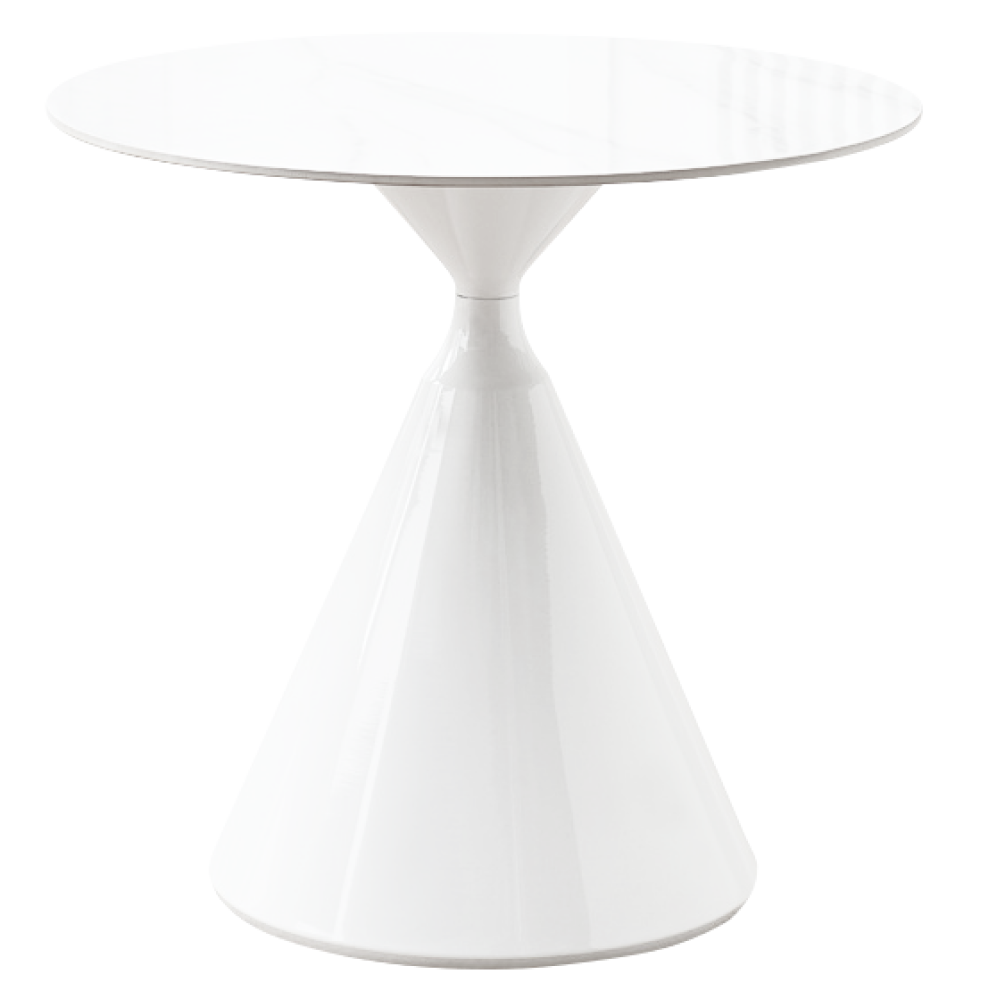 Étkezőasztal, világos márvány/fehér, átmérő 80 cm, VALER