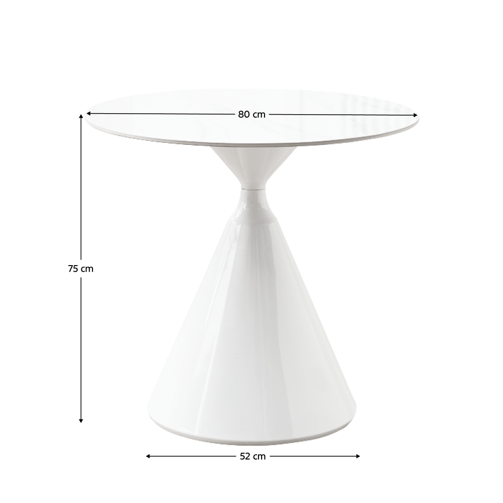 Étkezőasztal, világos márvány/fehér, átmérő 80 cm, VALER