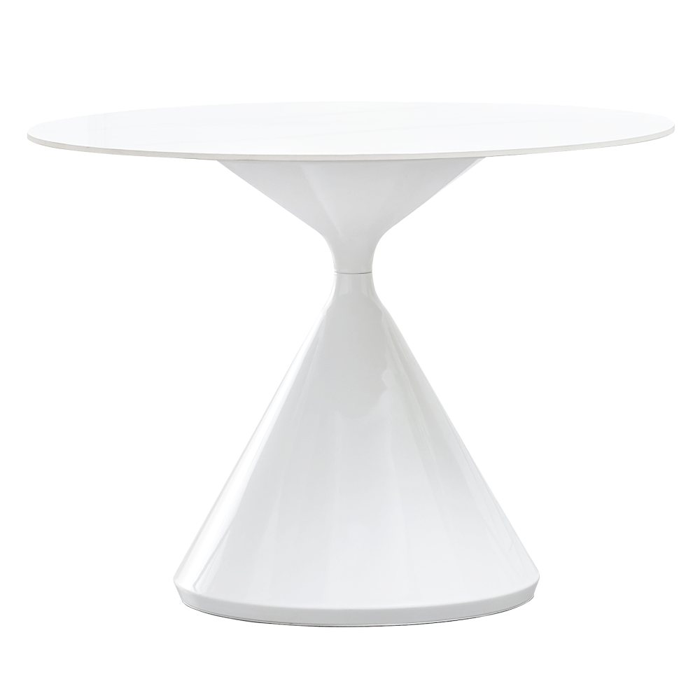 Étkezőasztal, világos márvány/fehér, átmérő 80 cm, VALER