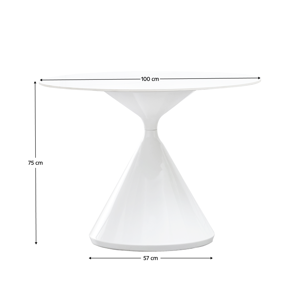 Étkezőasztal, világos márvány/fehér, átmérő 80 cm, VALER
