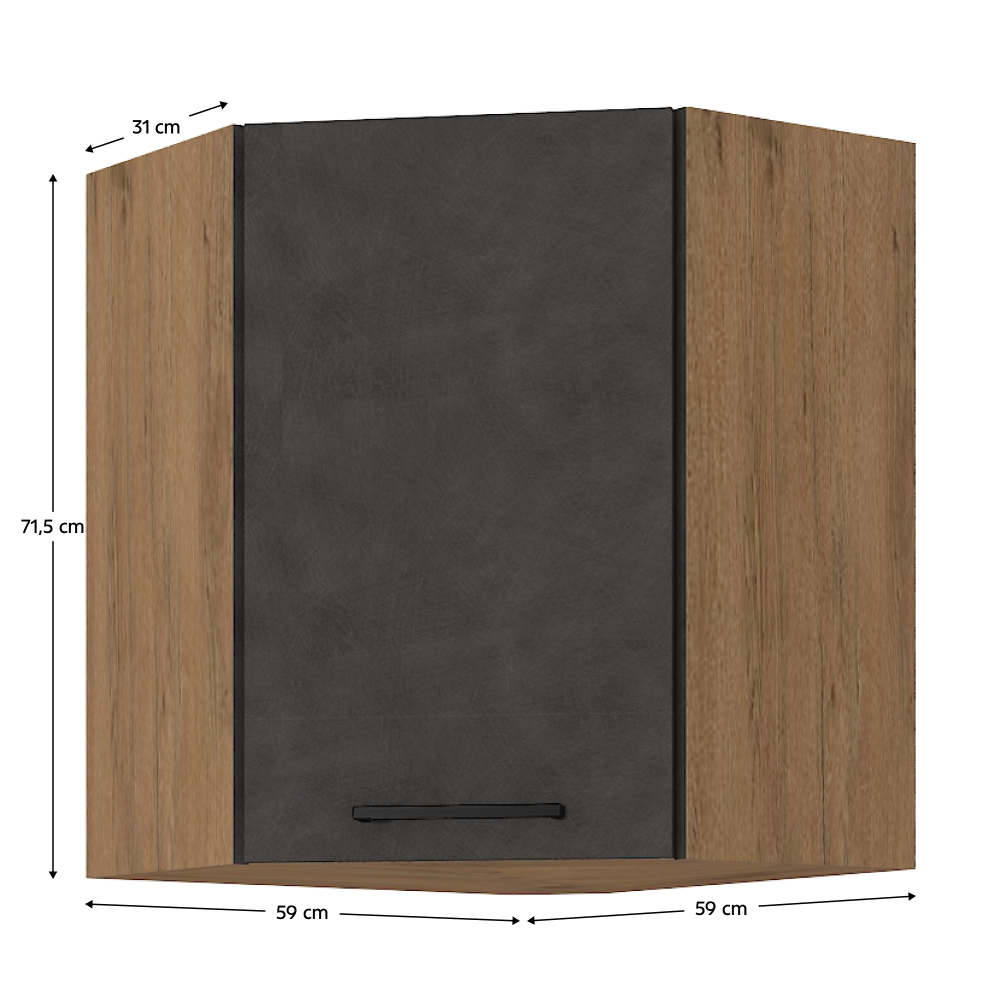 Felsőszekrény, szürke matt/tölgy lancelot, VEGA 58x58 GN-72 1F