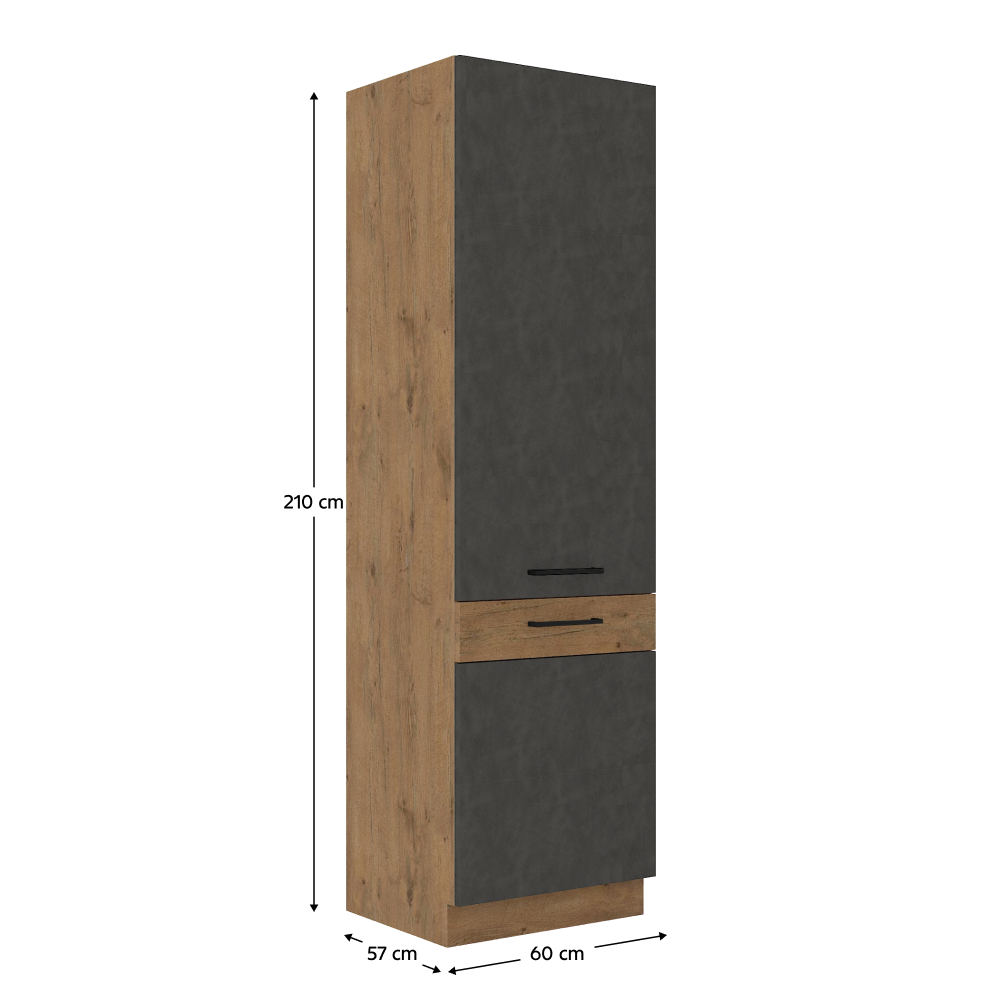 Magas szekrény, lancelot tölgy/ fehér extra magas fényű HG , VEGA 60 DK-210 2F