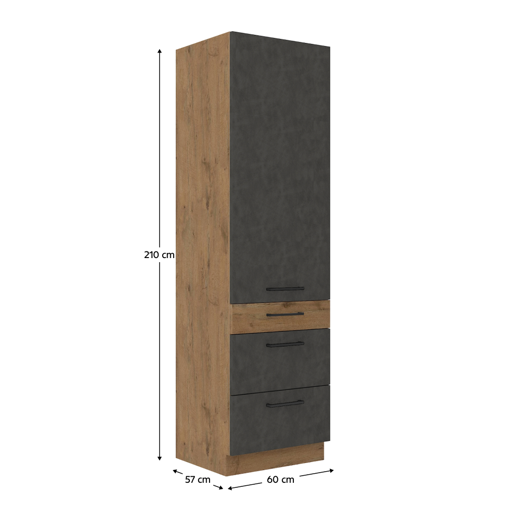 Felső szekrény, lancelot tölgy / fehér extra magas fényű HG, VEGA 60 DKS-210 3S  1F