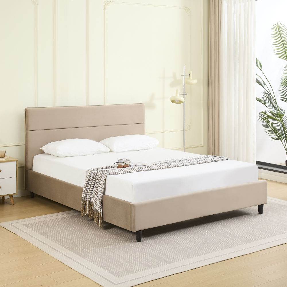 Franciaágy ágyráccsal, barna, 160x200, VOLITA