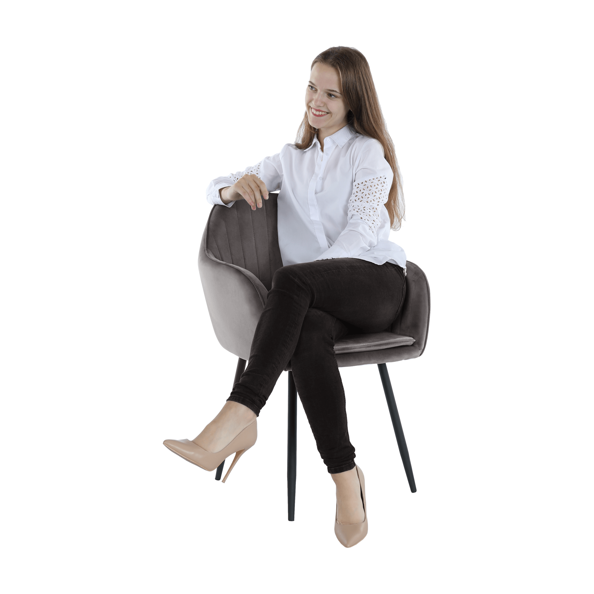Dizájnos fotel, rózsaszínes barna Velvet anyag, ZIRKON